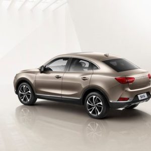 Sleek silver crossover SUV with modern design details.