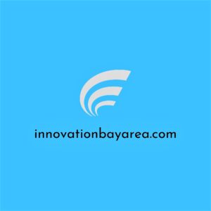 Logo with a stylized white wave and text on a blue background.