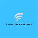 Logo with a stylized white wave and text on a blue background.