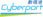 Cyberport logo with blue and green accents on a white background.