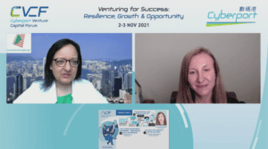 Two women in a virtual conference about venturing for success, resilience, growth, and opportunity.