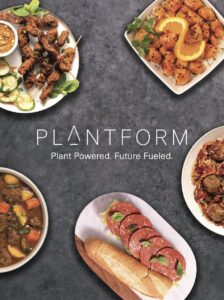Assorted plant-based dishes from Plantform, highlighting future-focused vegan cuisine.
