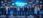 A group of professionals posing on stage at a corporate event with a lit backdrop.