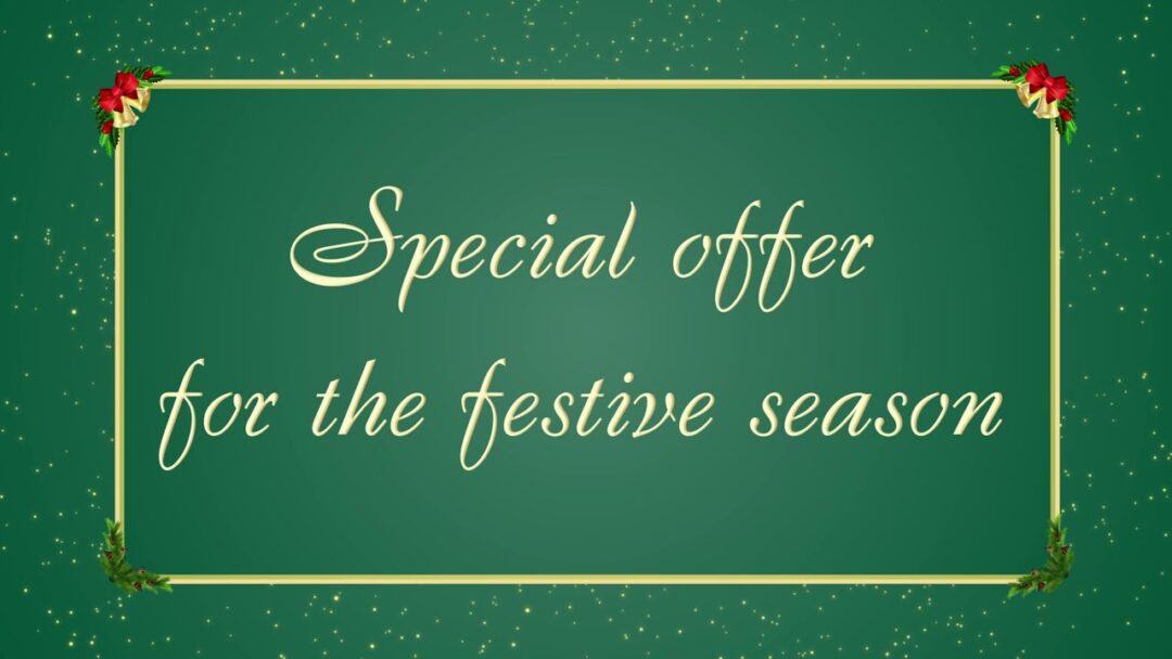 Festive season special offer announcement with elegant design.